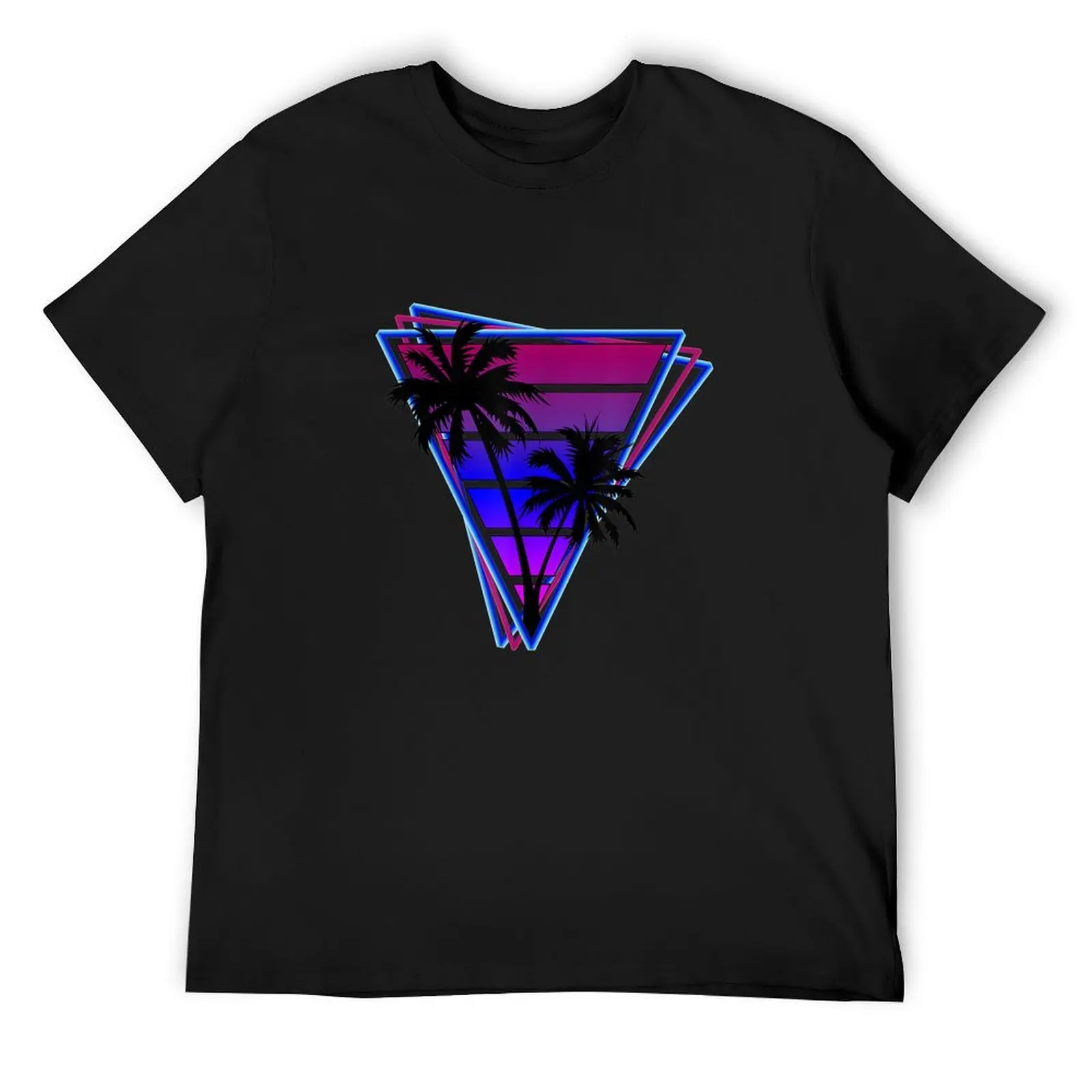 

Synthwave Inspired Retro 80s Vaporwave Palm Tree Silhouette T-Shirt anime clothes anime oversizeds mens t shirts pack