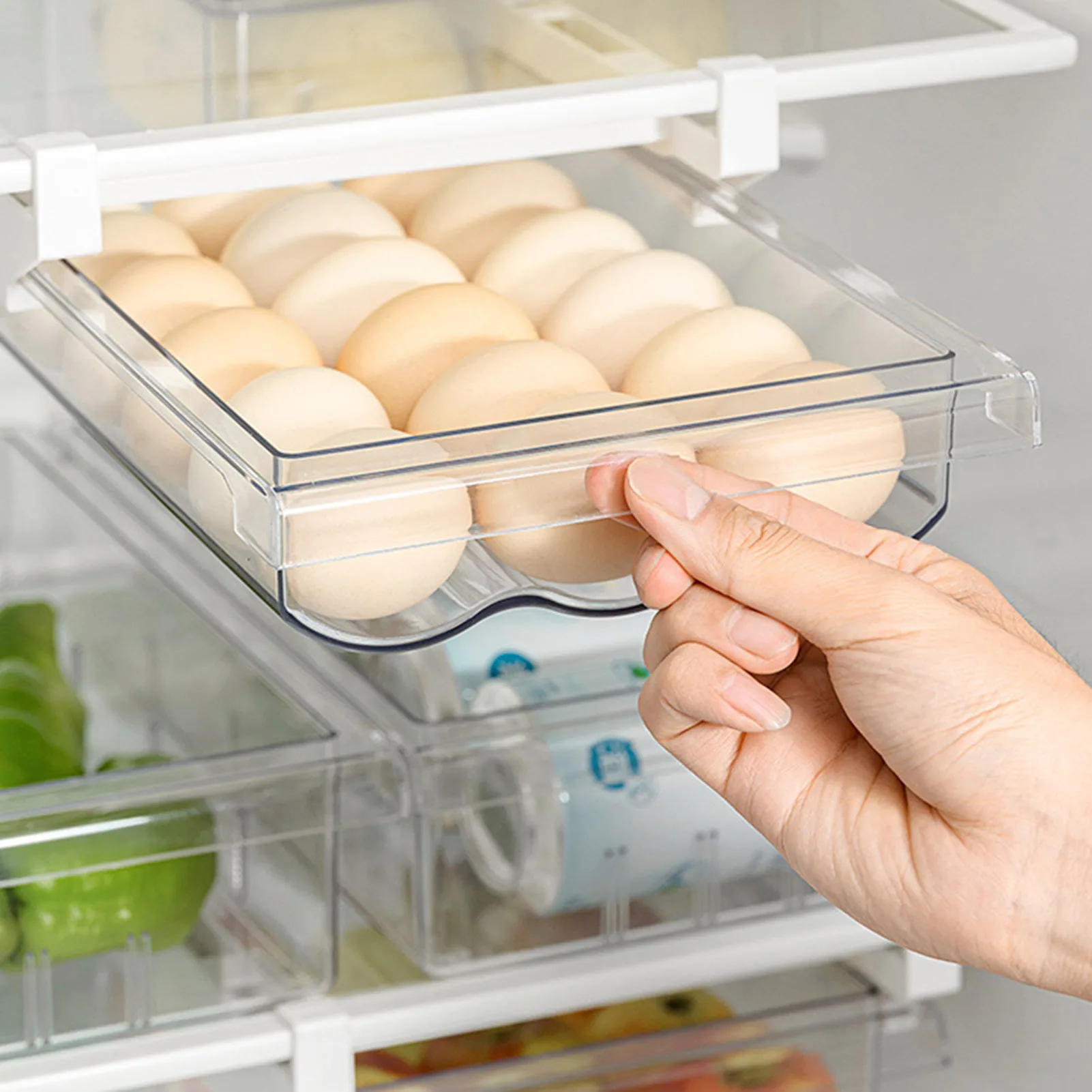 

Hanging Egg Drawer Storage Box Large Fridge Drawer Organizer Shelf Fits Egg Food Crisper Home Kitchen Fridge Storage Supplies