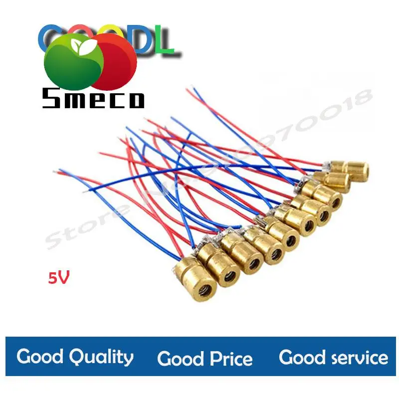 Mini láser de ponteiro ajustable, punto, módulo de diodo, visón vermelha cabecia cobre, 5 v, 650nm, 5 mw, 1 pces