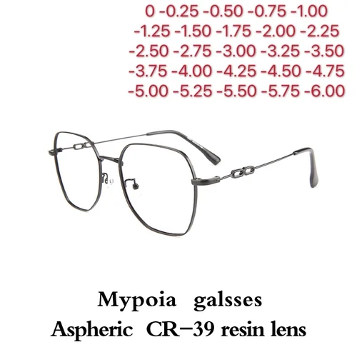 Imagen 1 del producto Gafas de Metal para hombre y mujer, anteojos con montura de oro rosa, anteojos con prescripción de 0-0,5-0,75 To-6,0