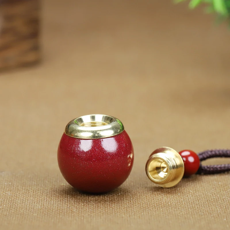 High-content mineral pendant, brass inlaid with a Gahu bottle, purple gold sand fortune and prosperity
