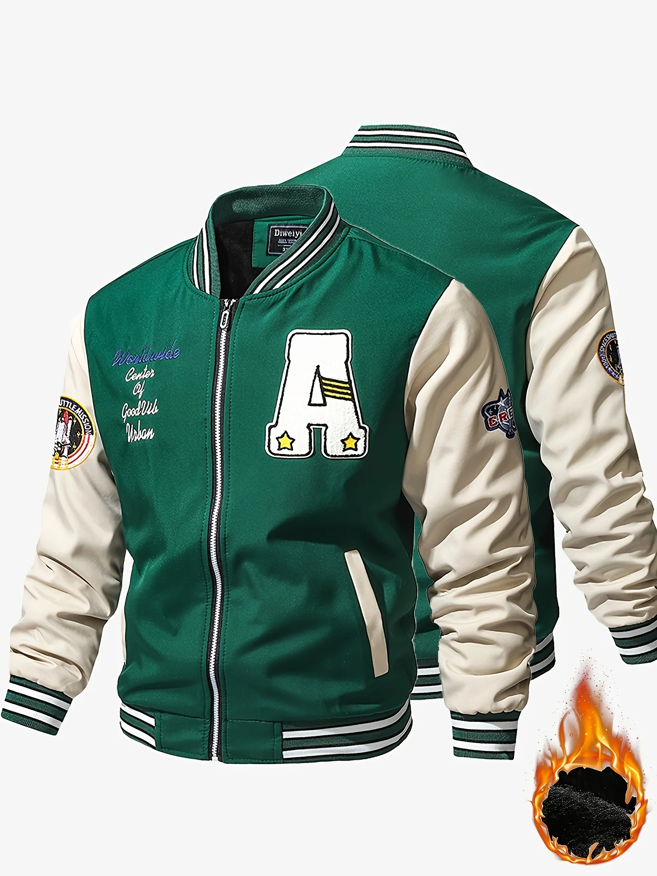 

Мужская куртка с воротником-стойкой и буквенным принтом, осень-зима, повседневная спортивная модная бейсбольная майка с вышивкой, теплая уличная куртка