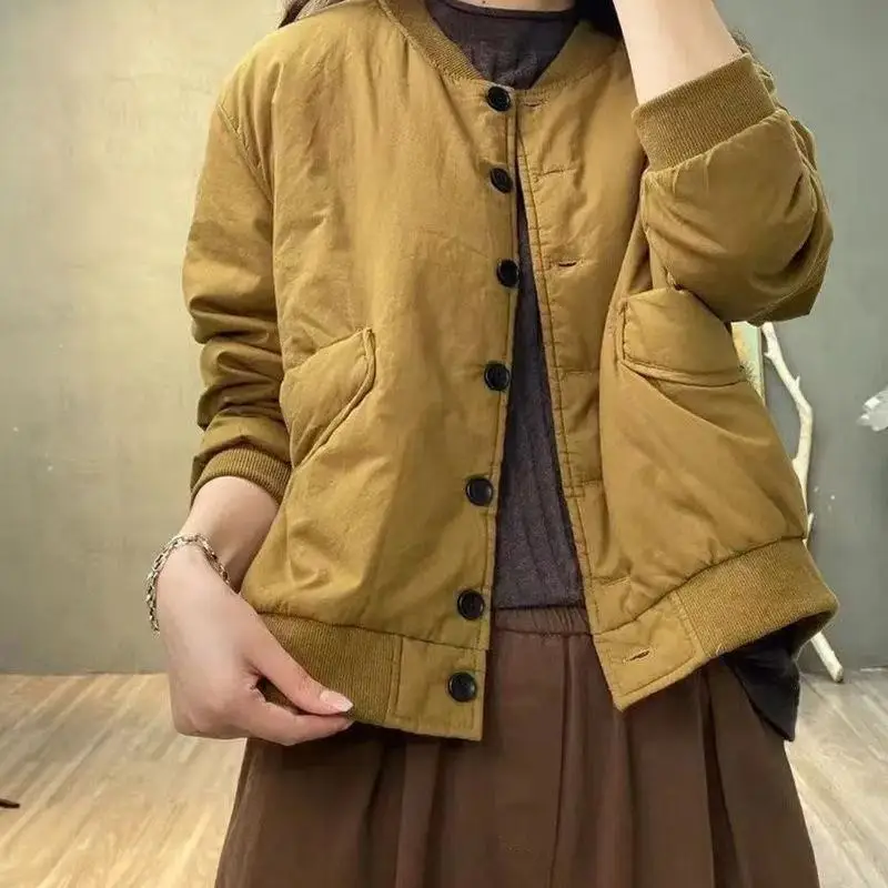 

Повседневная верхняя одежда из мягкого хлопка с карманами, свободная осенне-зимняя куртка, женское теплое льняное однобортное пальто, литературное