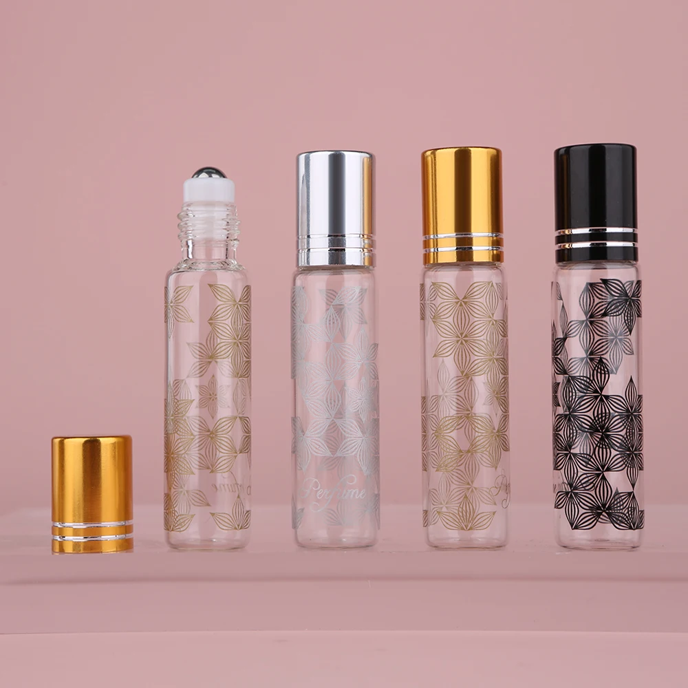 100pcs-flower-printing-roller-bottle-10ml-perfume-bottle-perfume-refillable-glass-bottle-sample-vials