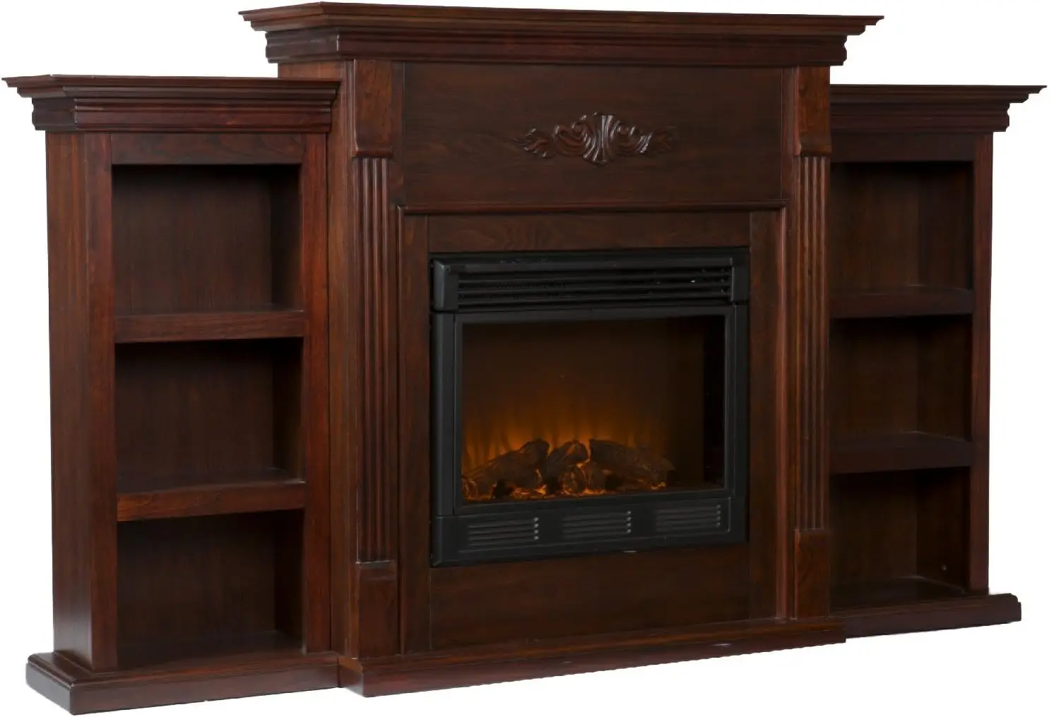 Tennyson Bookcases Electric Fireplace, Espresso