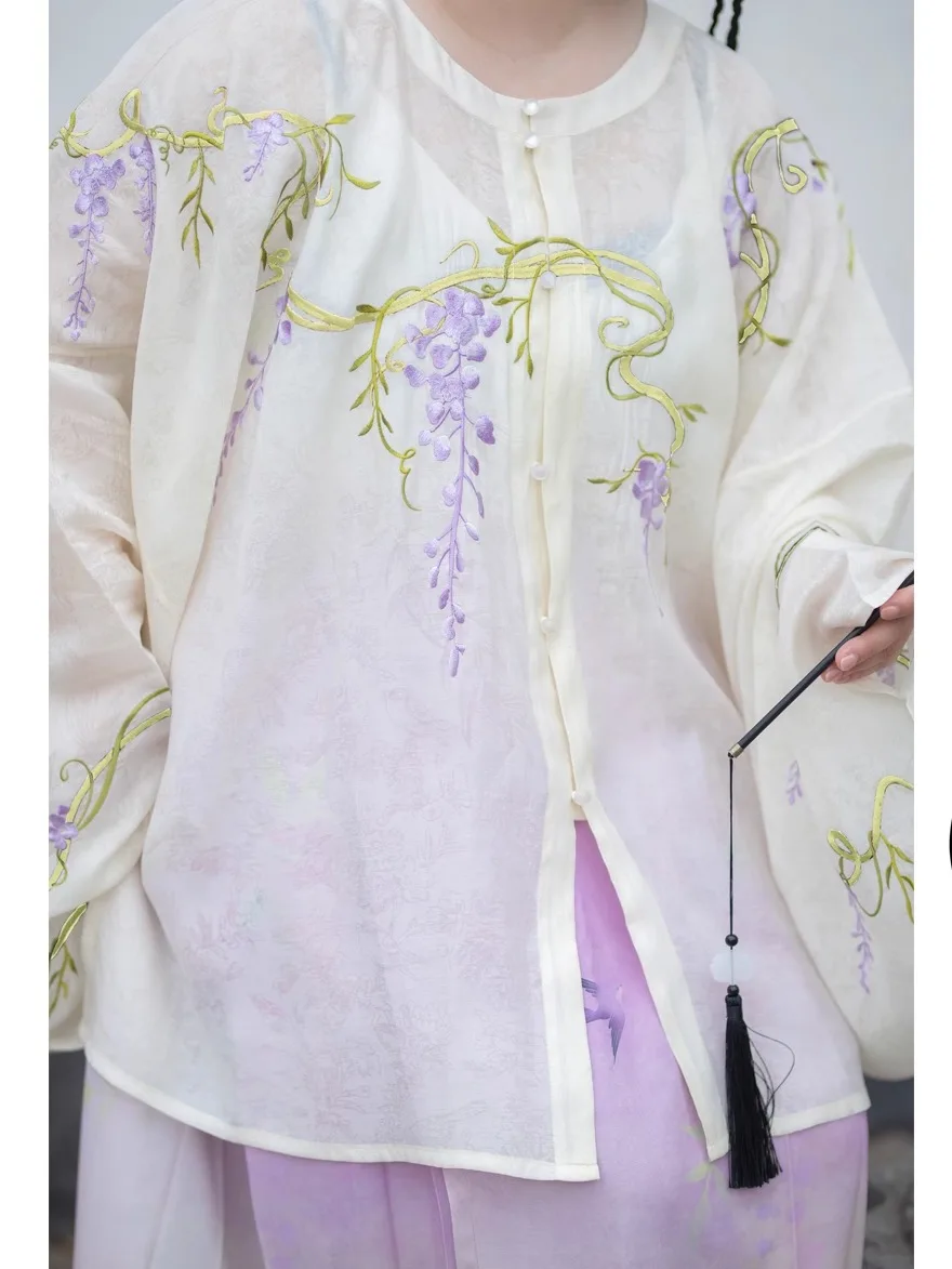 

Original Design Soft Large Size Hanfu Women's Ming Dynas round Ne Button Front Svel Embroidered Traditional Chinese...