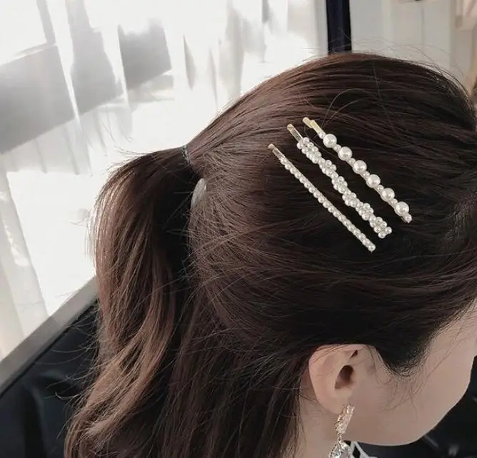 10pcs/lot Women  Elegant Full Pearls Geometric Hair Clips Sweet Hair Ornament Hairpins One Word Barrettes