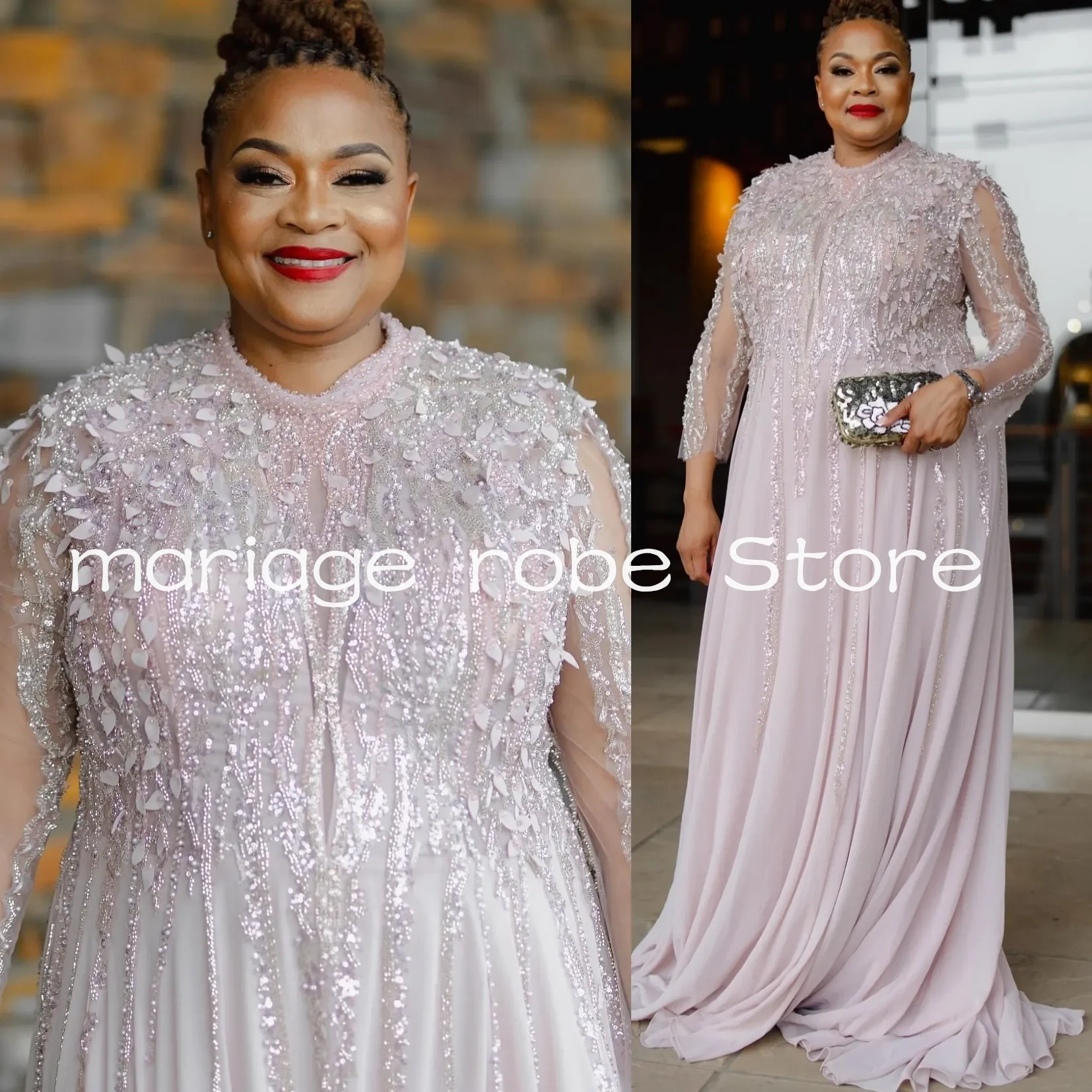 

Mother Of Bride Dresses Floral Lace Beaded Chiffon Evening Party Mamas Dress Vintage 50s Birthday Wedding Guest Groom customized