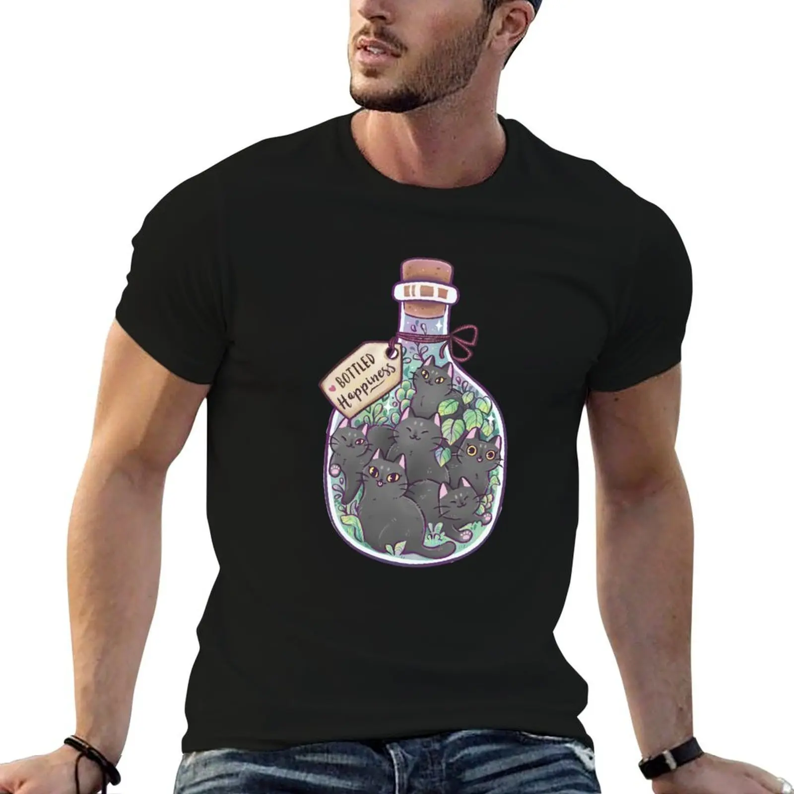 Magic Bottled Happiness Pale Purple T-Shirt Festival Casual Short Sleeve