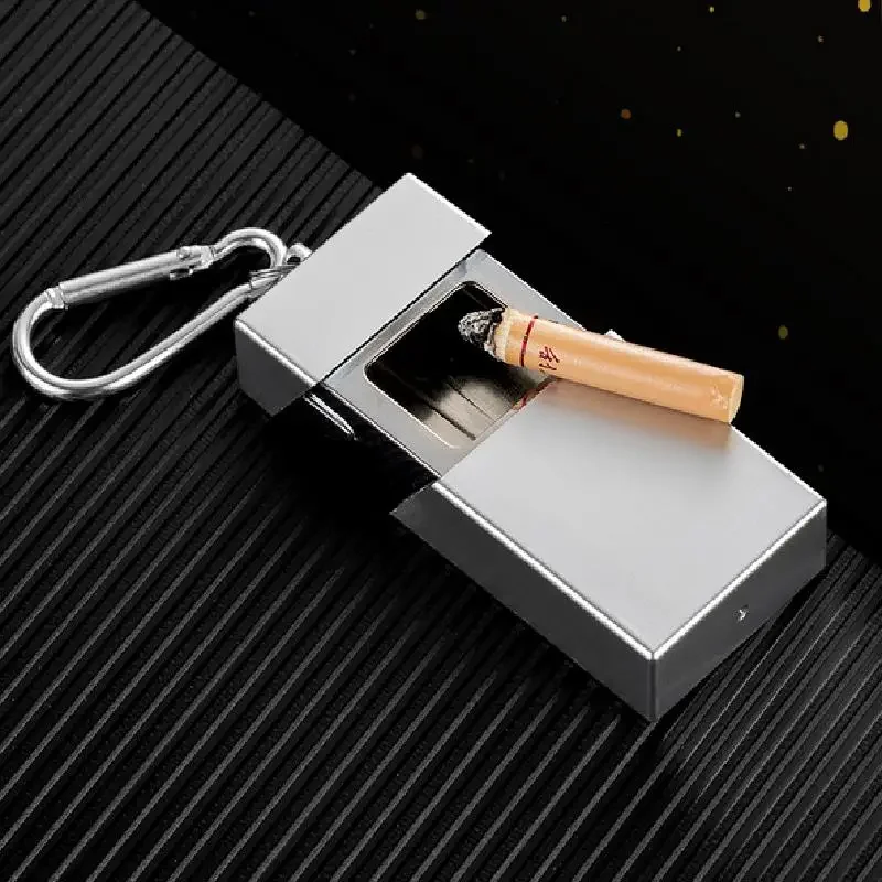 

Portable Ashtray with Keychain Drawer Ash Holder Stainless Steel Cigarette Tray for Outdoor Car Travel Mini Ashtray Container