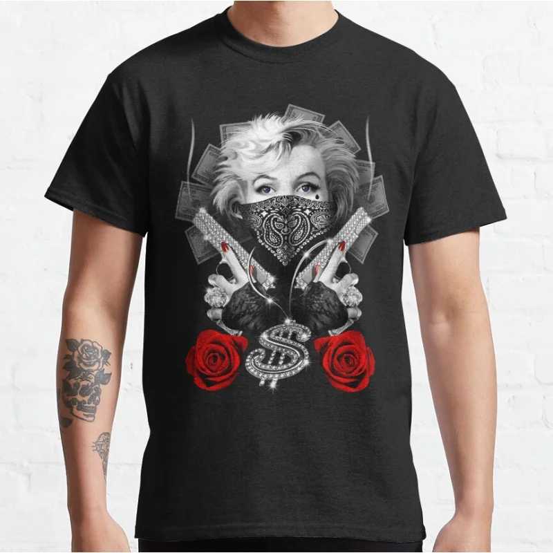 

Marilyn Gangsta Famous actress Marilyn Monroe Vintage moviestar Graphic T Shirts large size Adult tops S-6XL 100% cotton