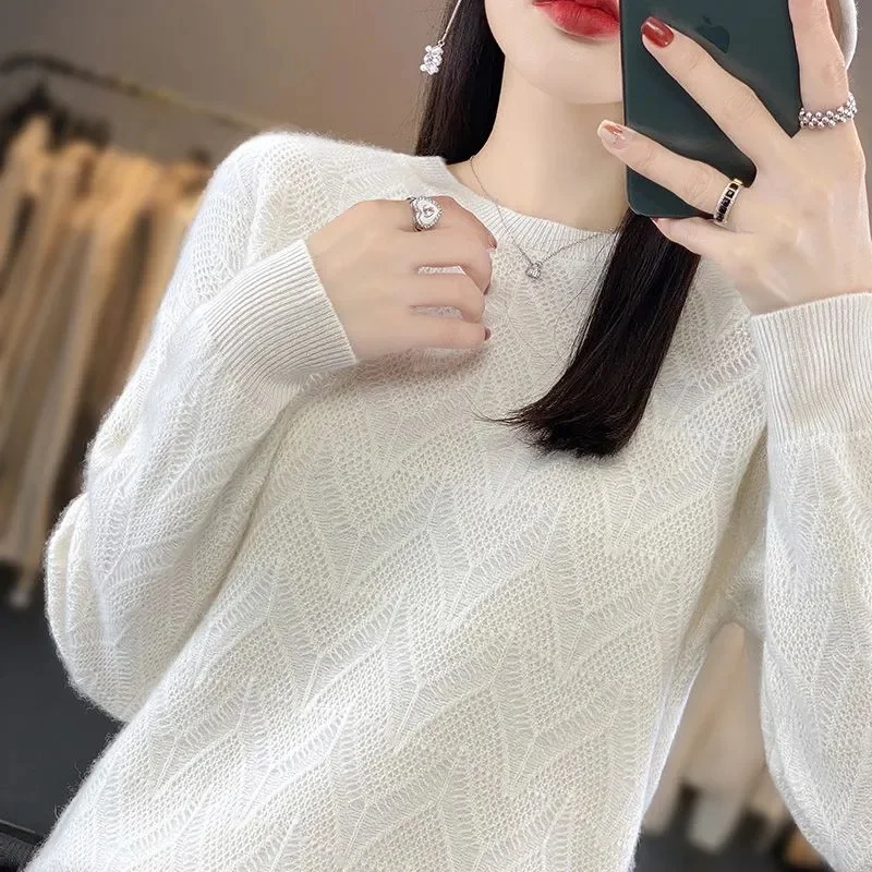 2024 New cashmere sweater women's sweater in autumn and winter 100% merino wool fashion O-neck autumn warm pullover top