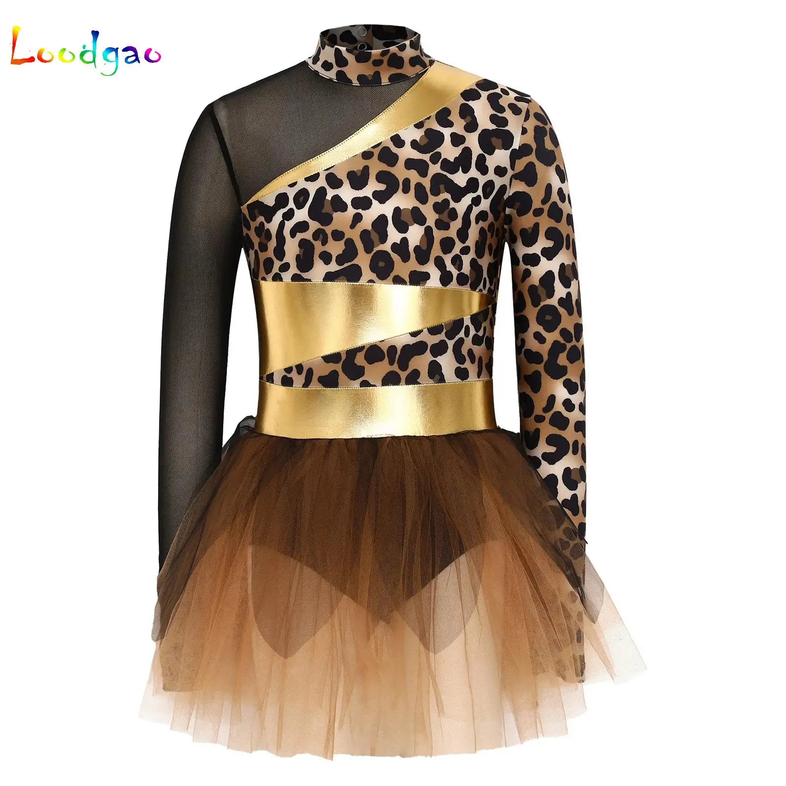 

Kids Girls Ballet Dance Leotard Tutu Dress Cave Costume Primitive Tribal Dress Up Leopard Print Halloween Tribe Cavegirl Dress
