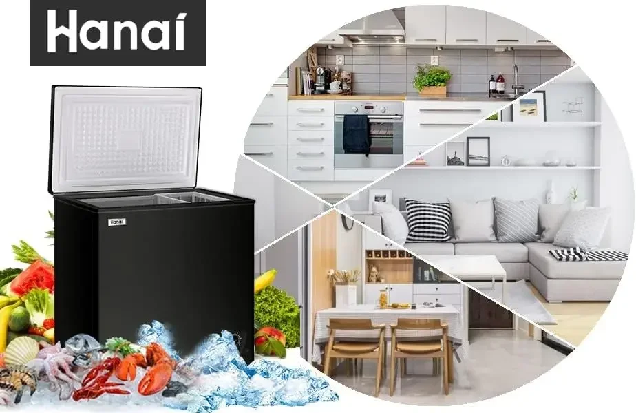 Chest Freezer Compact Freezers with Adjustable Thermostat Top Open Door Freezer Compressor Cooling with Rmovable Storage