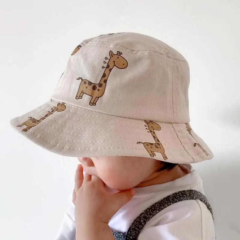 Cartoon Giraffe Baby Bucket Cap Outdoor Beach Children Sun Hat Kids Panama Cap Baby Boys Girls Cap