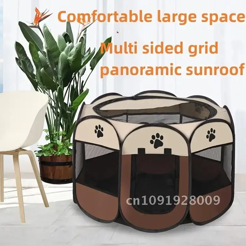 

Cages Foldable Pet Tent Kennel Octagonal Fence Puppy Shelter Easy Portable To Outdoor Dog Cat Easy Operation Large Fences Use