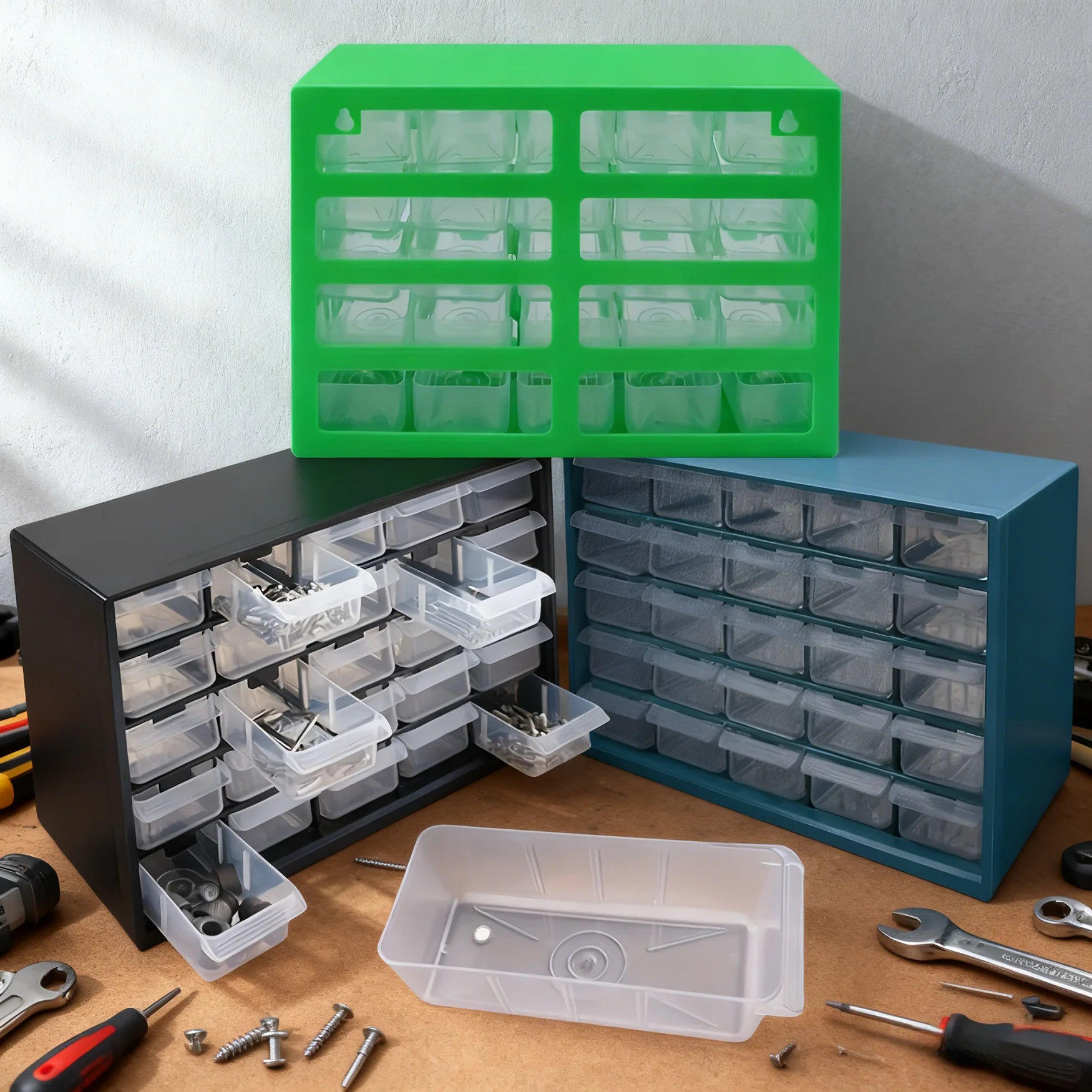 Multi-Grid Drawer Type Parts Box Wall-mounted Combined Component Tool Box Building Blocks Screw Storage Case Tool Organizer