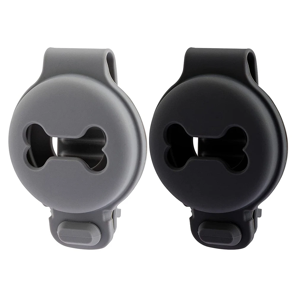 2 Pcs Pet Silicone Protective Case for Anti-Scratch Bone Shape Dog Collar Holder Pet Tracker Cover-Black+Grey