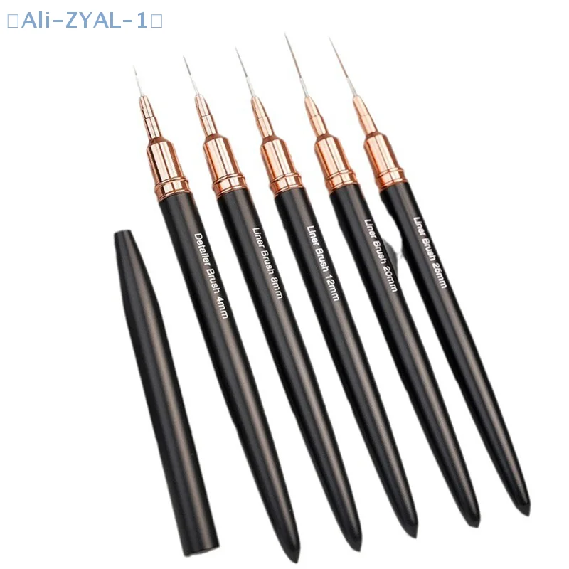 【ZYAL-1】5 قطع/مجموعة فرشاة احترافية لتحديد الأظافر لتصميم اللوحة المخططة فرش تزيين الأظافر للأظافر 7/9/11/15/20 مم #4