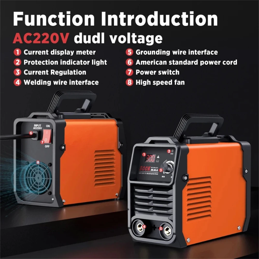 Tragbares 300K MMA-Lichtbogenschweißgerät, Inverter-Schweißmaschine, 220V, elektrische Schweißausrüstung für DIY-Schweißarbeiten und Elektroarbeiten – Detail 8