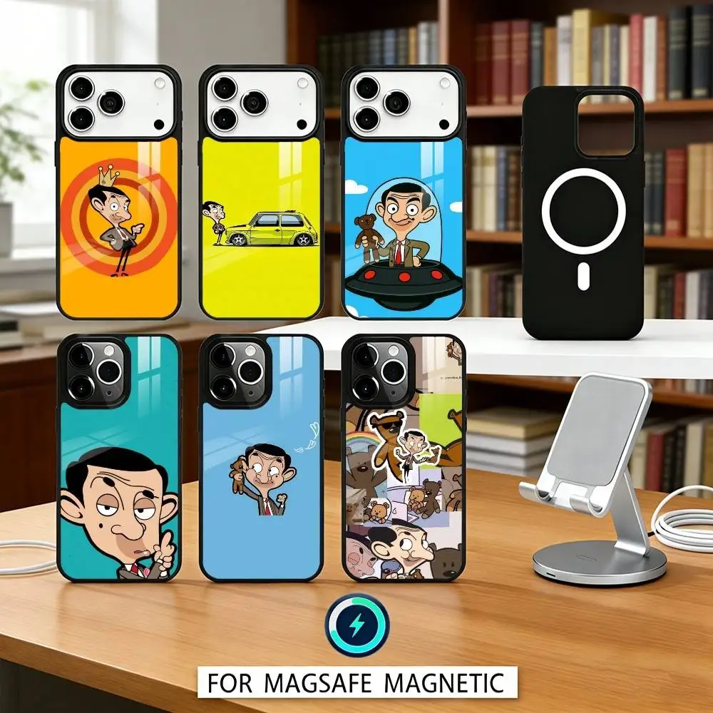 

1PC Classic M-Mr B-Bean Funny Phone Case For iPhone 17,16,15,14,13,12,Pro,Max For Magsafe Magnetic Wireless Charging