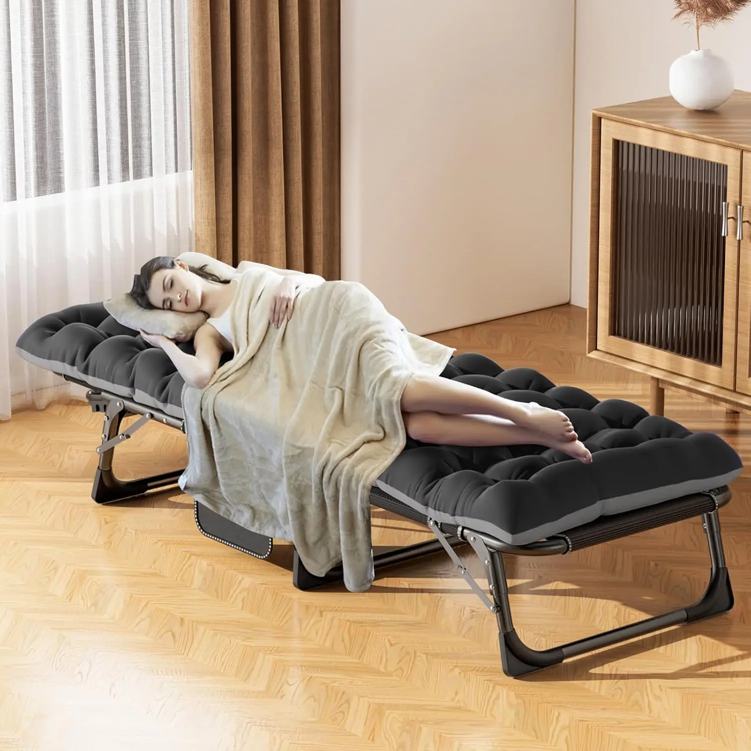 Foldable Camping Cots for Adults, Double Layer 1200D 500lb Loading Cot for Sleeping, Heavy Duty Guest Bed image 6