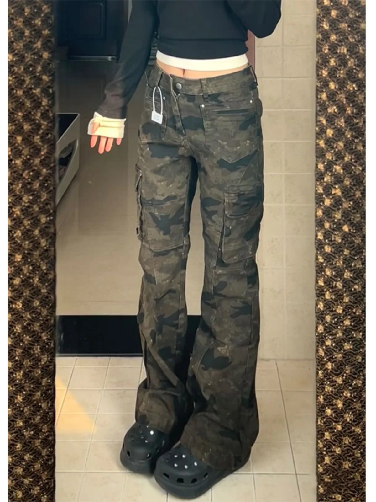

Men's Camouflage Work Trousers Straight Leg Patchwork Slim Fit Casual Pants Youthful Spring Autumn Faion Trendy Brand