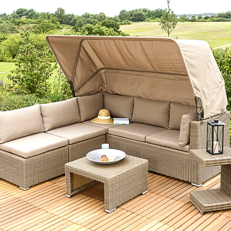 Outdoor sofa, covered bed, rattan chair, leisure rattan sofa, combined furniture