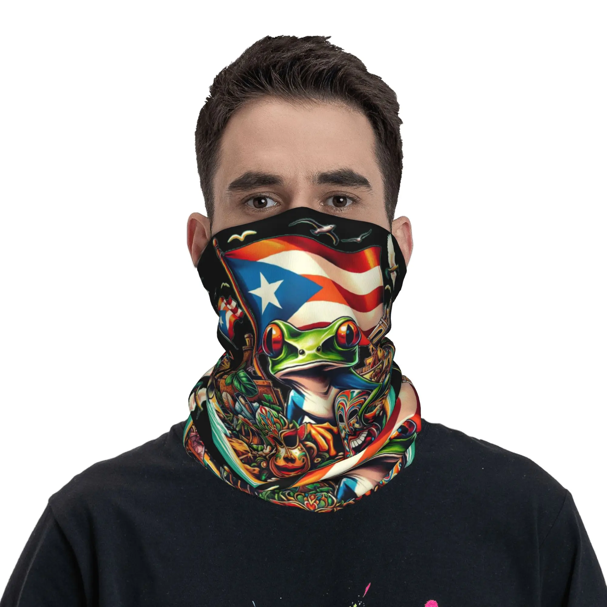 

Puerto Rican Elements Bandana Neck Gaiter Printed Magic Scarf Headwear Outdoor Sports Unisex Adult Winter
