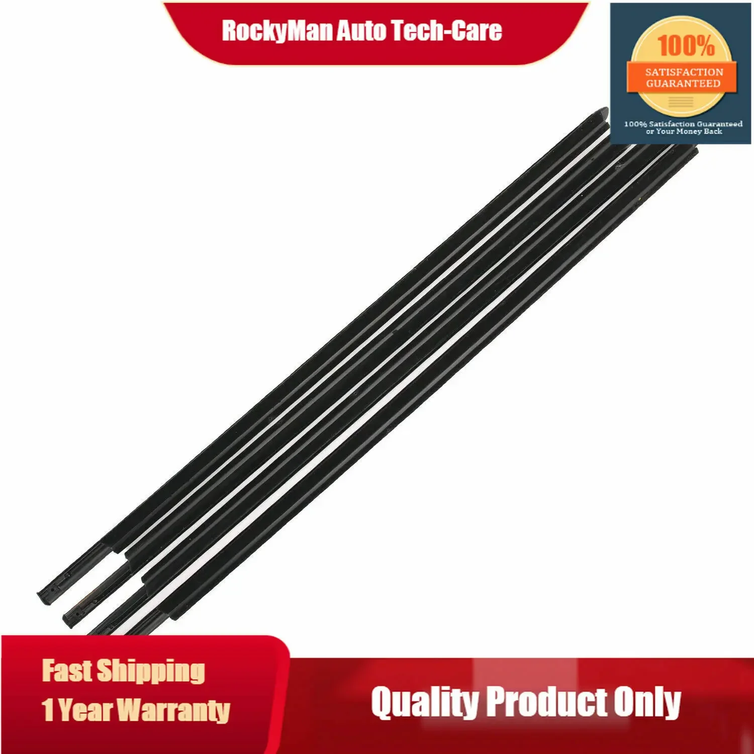 Fit for Dodge Ram 1500 4Pcs Left Right Front Rear Door Outer Belt Weatherstrip 55112376AH, 55112377AH, 55372138AH, 55372139AH