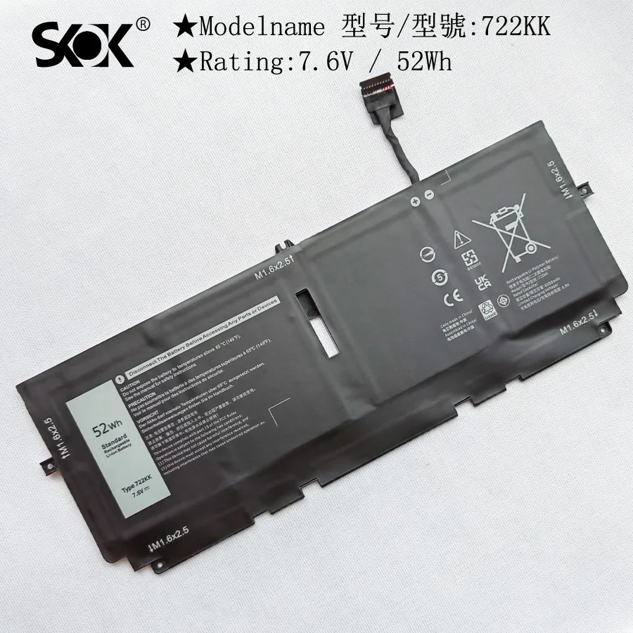 Imagem -05 - Substituição da Bateria do Portátil para Dell 722kk Dell Xps 13 9300 2023 Xps 13 9310 Xps 13 9380 2023 P117g P117g002 001 Series