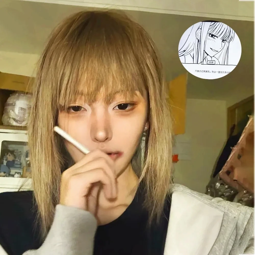 Jogo ‌ Doce casa zhao ying peruca cosplay feminino dourado cabelo longo calor casa de papel resistente peruca sintética festa de halloween prop