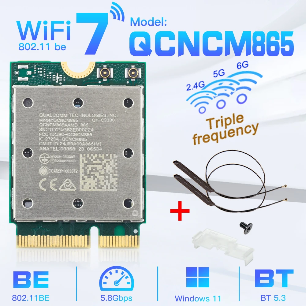 fenvi placa de rede sem fio wifi melhor que wifi 6e adaptador wlan apenas para win 11wu bluetooth 53 qcncm865 m2 53 gbps 01