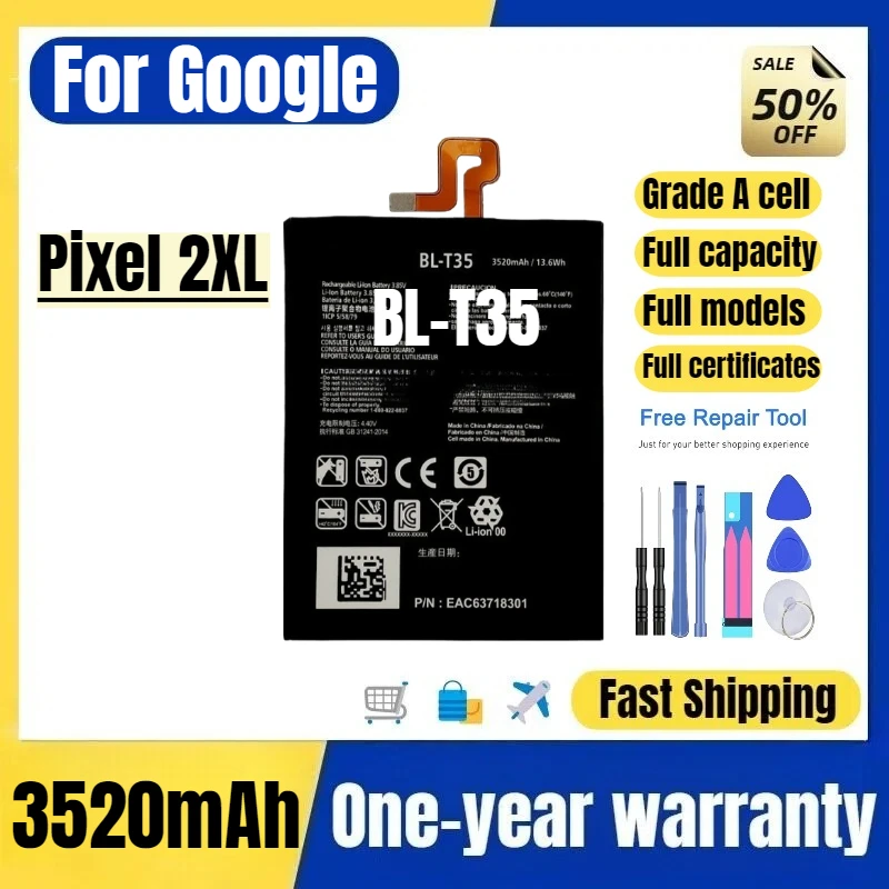 

BL-T35 for Google Pixel 2XL Mobile Phone Battery High Quality High Capacity Battery Replacement Bateria Grade A Cell with Tools