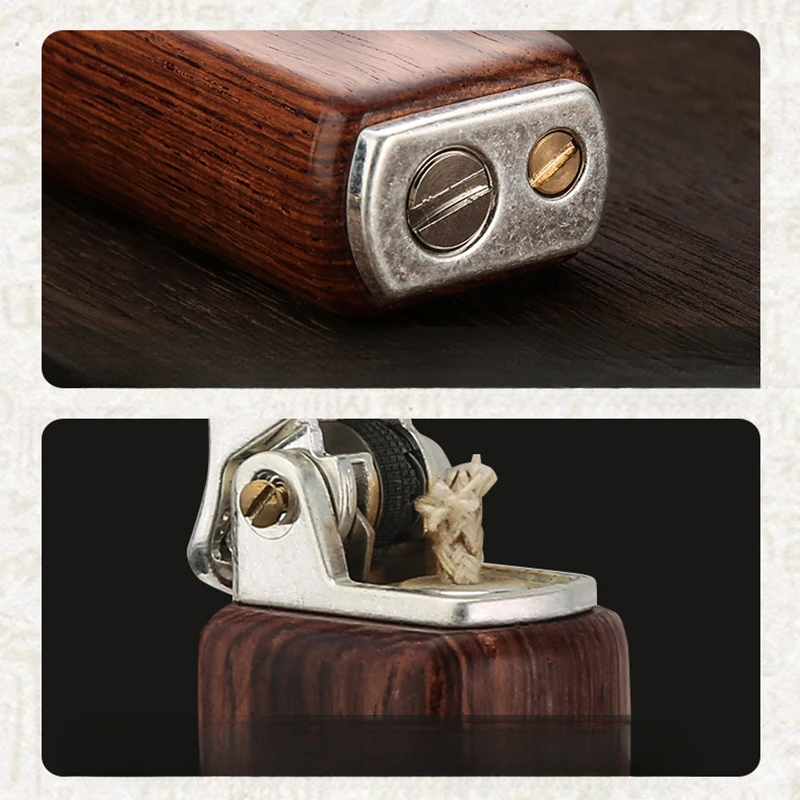 2024 Honest Wood Kerosene Lighter Creative Grinding Wheel Ignition Sandalwood Vintage Vintage Pipe Lighter Smoking  Accesoires