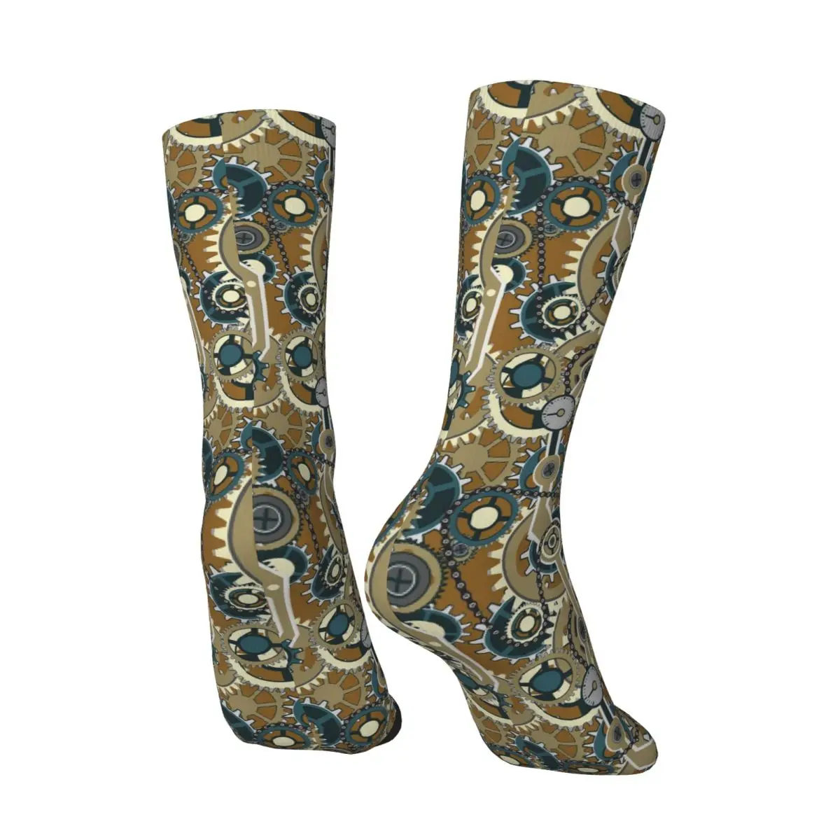 All Seasons Mechanical Gear Steampunk Style Socks Harajuku Crew Socks High Quality Stockings for Men Women Valentine's Day Gifts