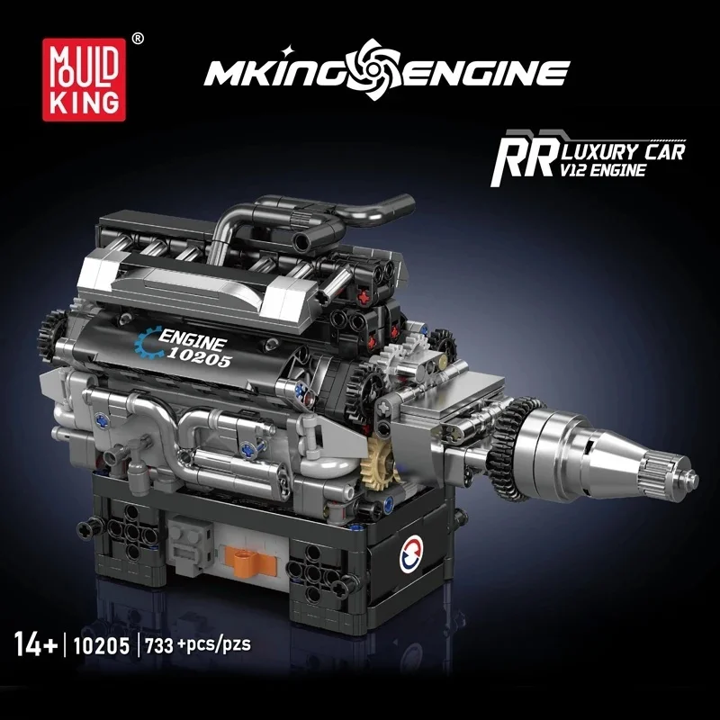 

733pcs 10205 Car V12 Engine Model High-tech Building Blocks 737pcs 10206 V8 Vehicle Engine Ornaments Assembly MOC Bricks Gift