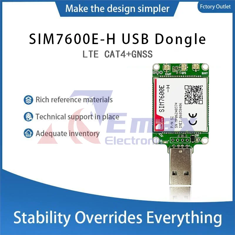 SIMcom SIM7600E-H LTE CAT4 USB Dongle breakout kit TE-A 1pcs with GPS external