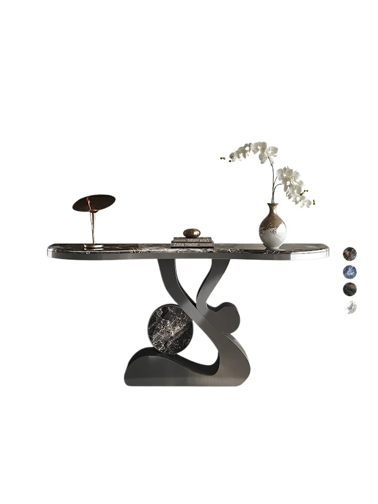 

Entry rock slab entrance table High-end entrance table Light luxury Simple modern living room End view