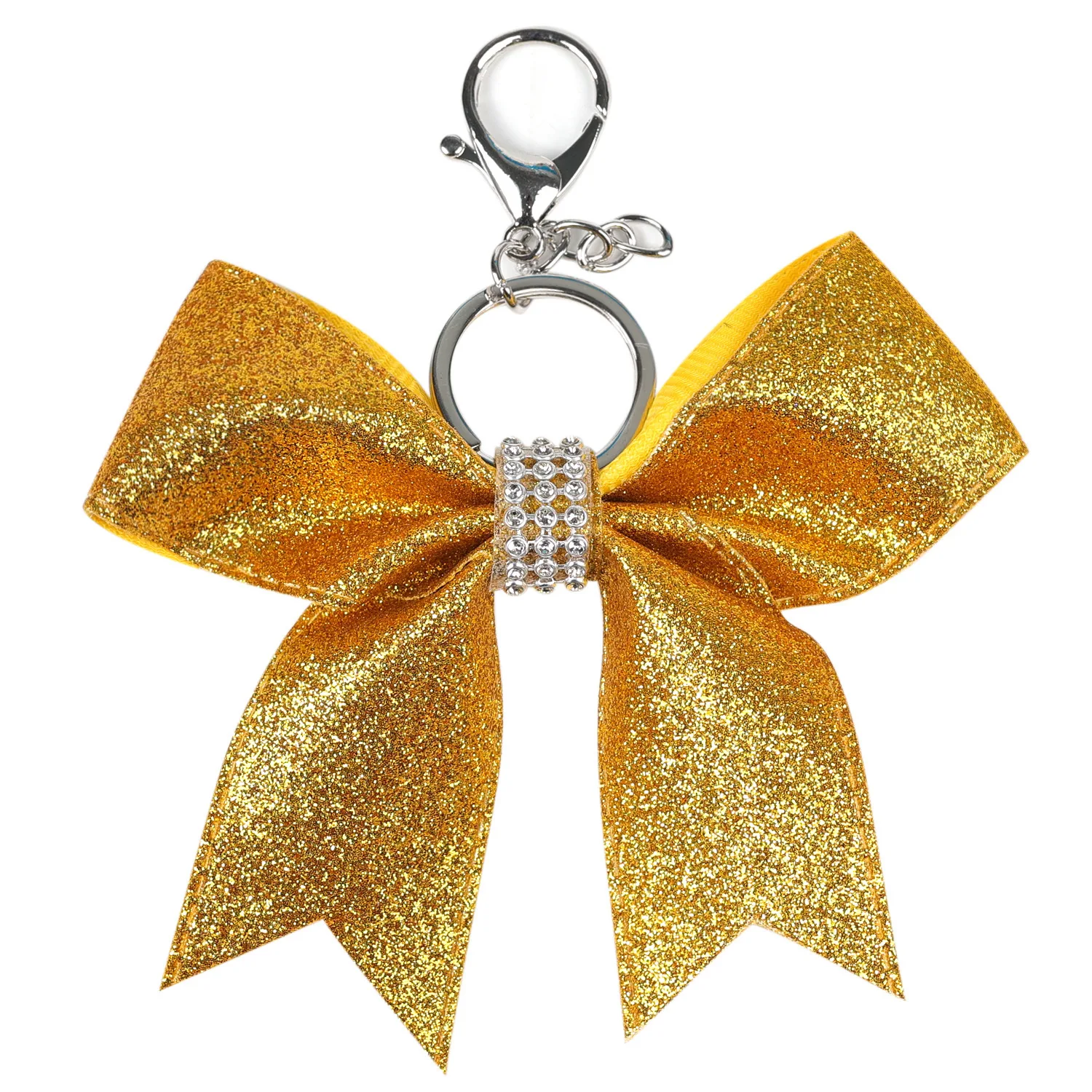 12 CM Fashion Sparkling Glitter Cheerleading Hair Bow Glitter Grosgrain Ribbon Bows Key Ring For Girls And Women