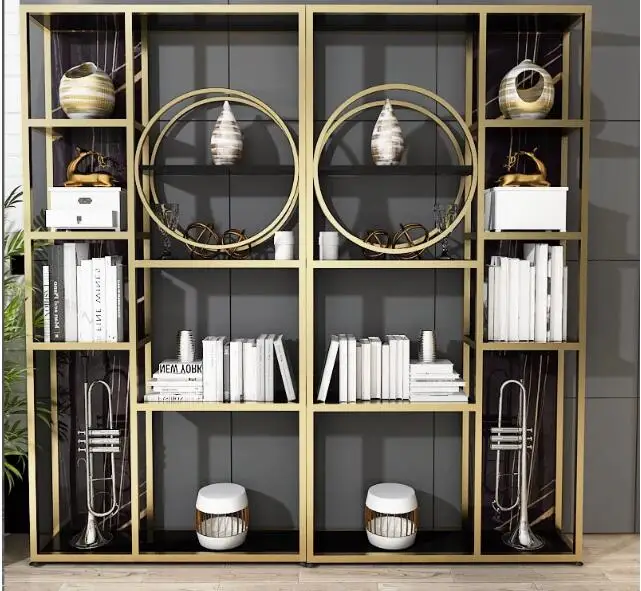 Shelving iron art combination display shelf study metal antique shelf multi-layer storage bookshelf