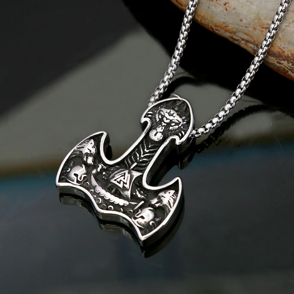 100pcs/lot Vintage Stainless Steel Jewelry Pendant Titanium Steel Men's Necklace Pirate Ship Triangle Rune Neckchain Wholesale