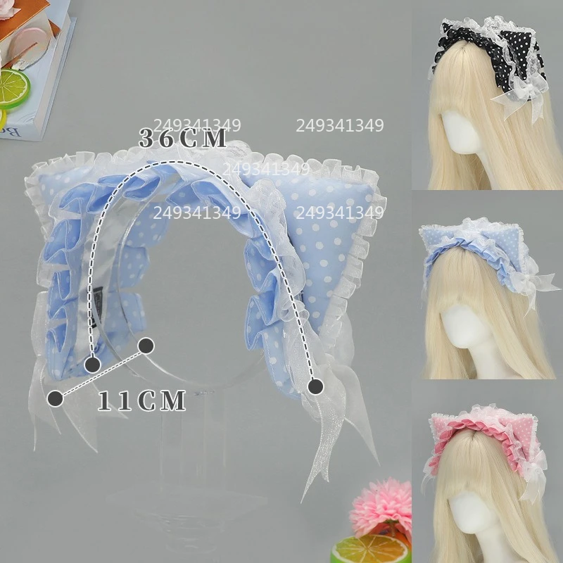 Bandeau oreilles de chat à volants en dentelle, bandeau de Cosplay, bande dessinée, spectacle sur scène, couvre-chef pour fille, jolis accessoires de Costume Lolita