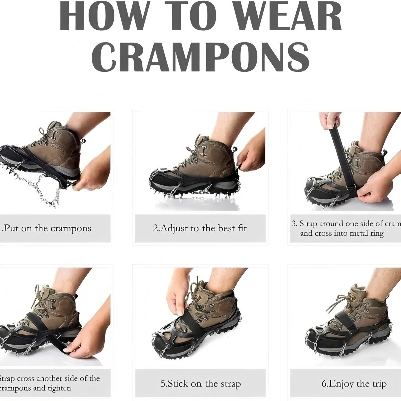 ​​2PCS Ice Cleats for Snow & Ice​​ Non-Slip Overshoe Crampons with Stretch Fit Rubber Traction for Walking image 4