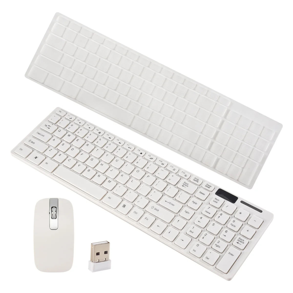 T88C Wireless Slim White Keyboard + Wireless Optical Mouse Set for PC and Laptop