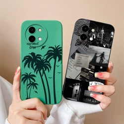 Case For Vivo Y36 Y38 4G 5G Fashion Black Coconut Tree Liquid Silicone Soft Shockproof Casing For Vivo Y 36 VivoY38 4G 5G Fundas