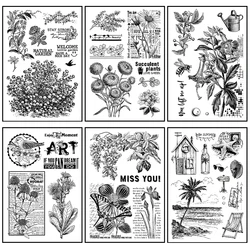 Plants Flowers Clear Silicone Stamps Vintage Elegant Lady Transparent Rubber Stamp for Card Making Decoration Scrapbooking Seal