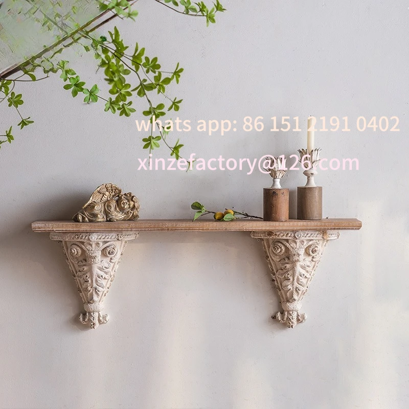 

Customizable retro decorative shelves French shelves Studio decoration Living room solid wood carving flower ledges Bed and
