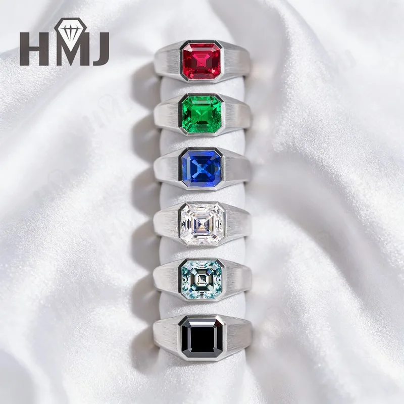 

6ct Asscher Cut Moissanite Ring/Columbia/Sapphire/Ruby Fine Jewelry for Engagement Wedding Gifts Valentine's Day Gift Unisex