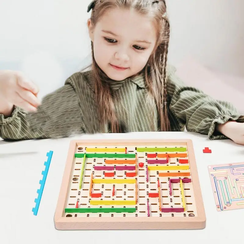 Juego de laberinto de bolas de madera, laberinto de desmontaje, mesa de juego, laberinto, entrenamiento de Motor fino, tablero de equilibrio lógico sensorial, juego de solitario